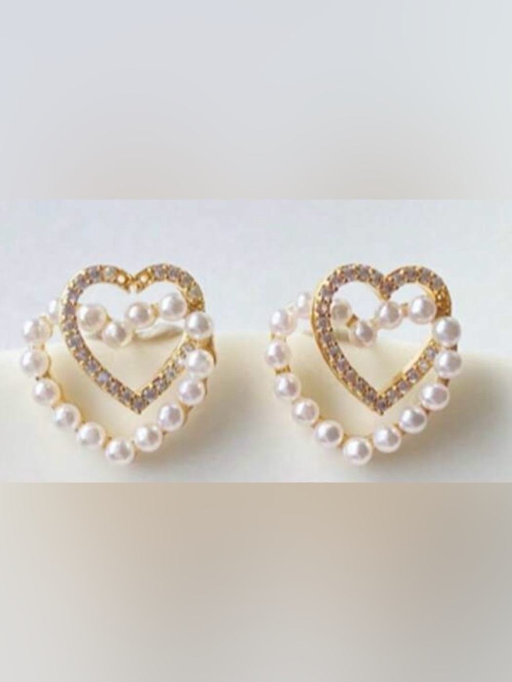 Heart Pearl & Crystal Stud Earrings